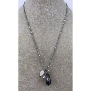 925 Silver Tube Chain Necklace 3.18g 18.25” Long with Beaded Pendant